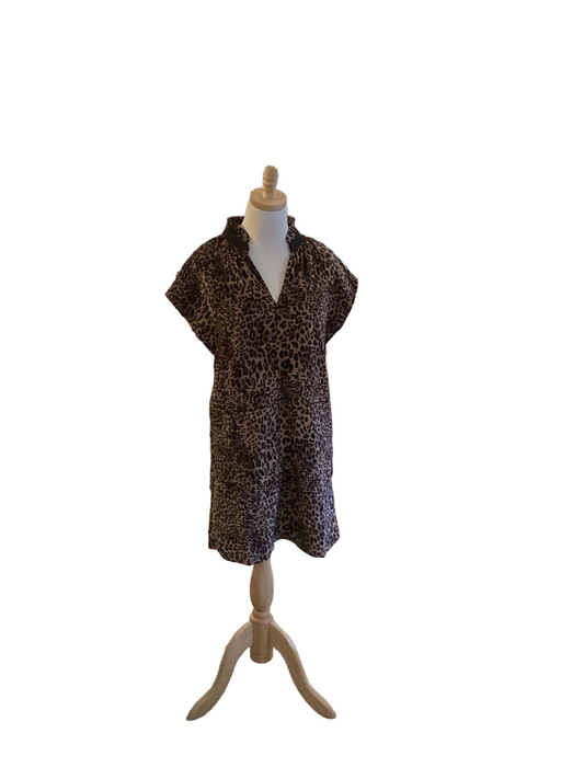 THML short sleeve suede cheetah print dress