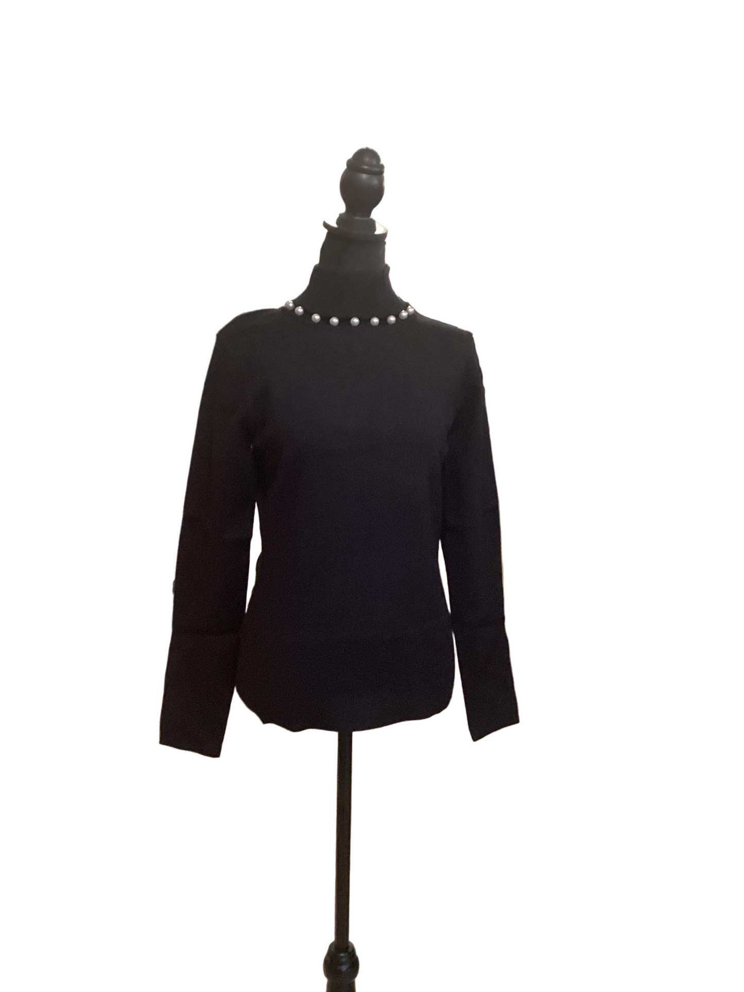 Fate black pearl trim turtleneck sweater