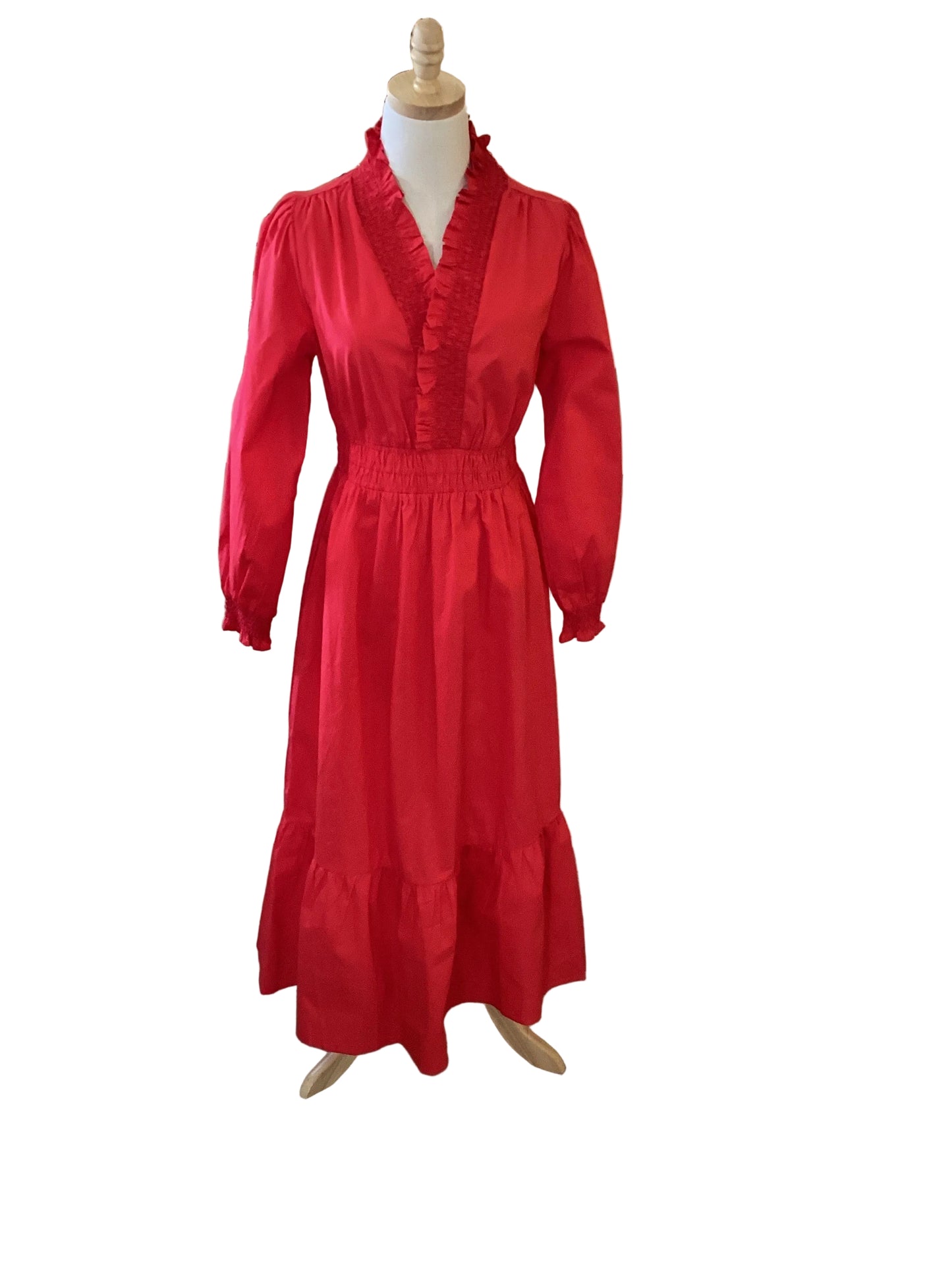 Jodifl red ruffle v neck maxi with elastic waist