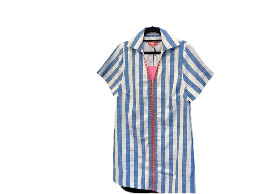 THML short sleeve Blue stripe dress with orange accent