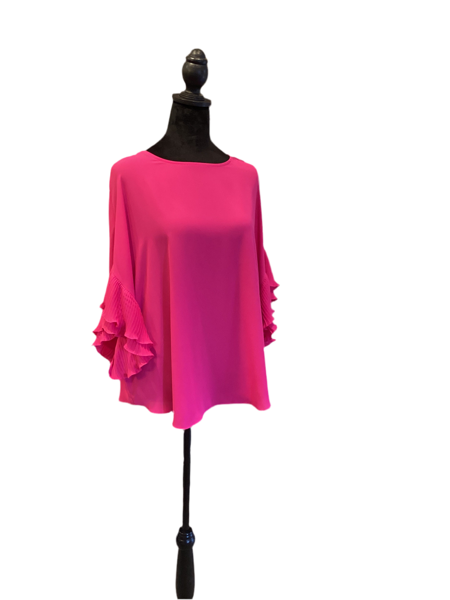 Joseph Ribkoff hot pink blouse with ruffle sleeve