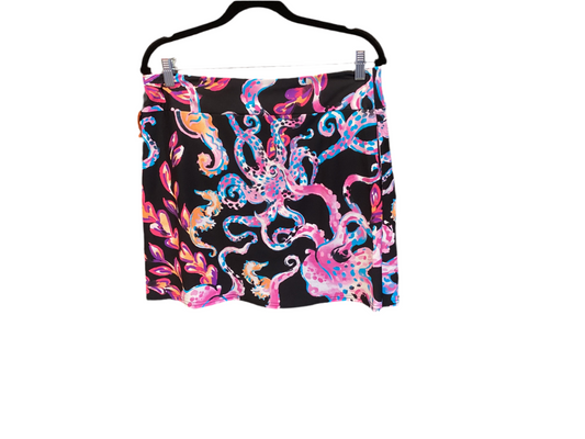Aryeh black skort with pink turquoise ocean print