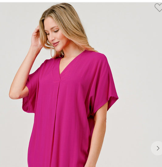 Aura short sleeve midi shift dress with pocket