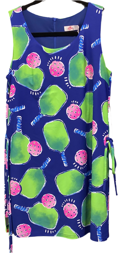 Aryeh navy/lime pickleball skirted romper