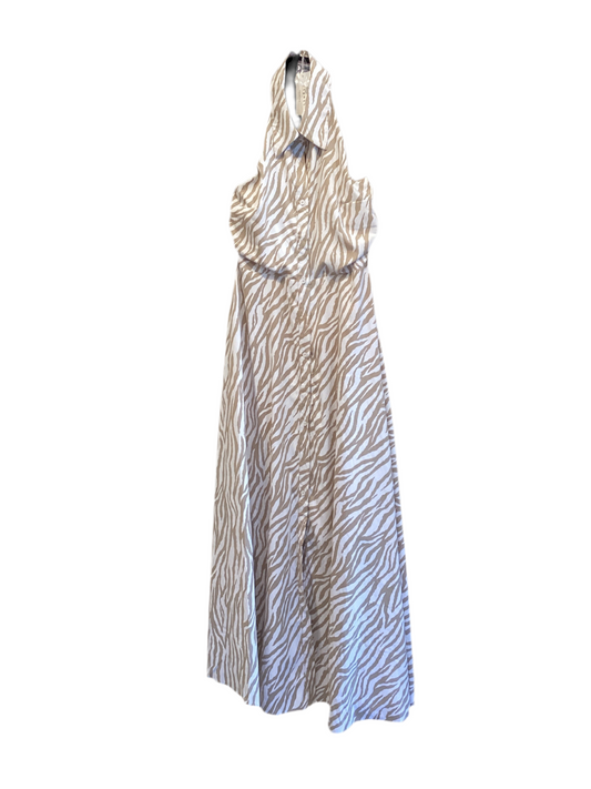 Big hit taupe/ivory maxi halter dress
