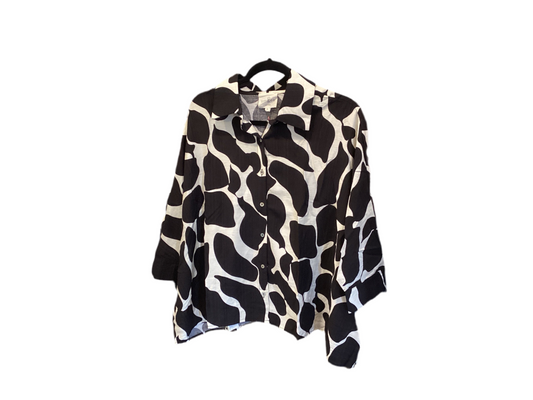 Umgee cow print short sleeve over size shirt
