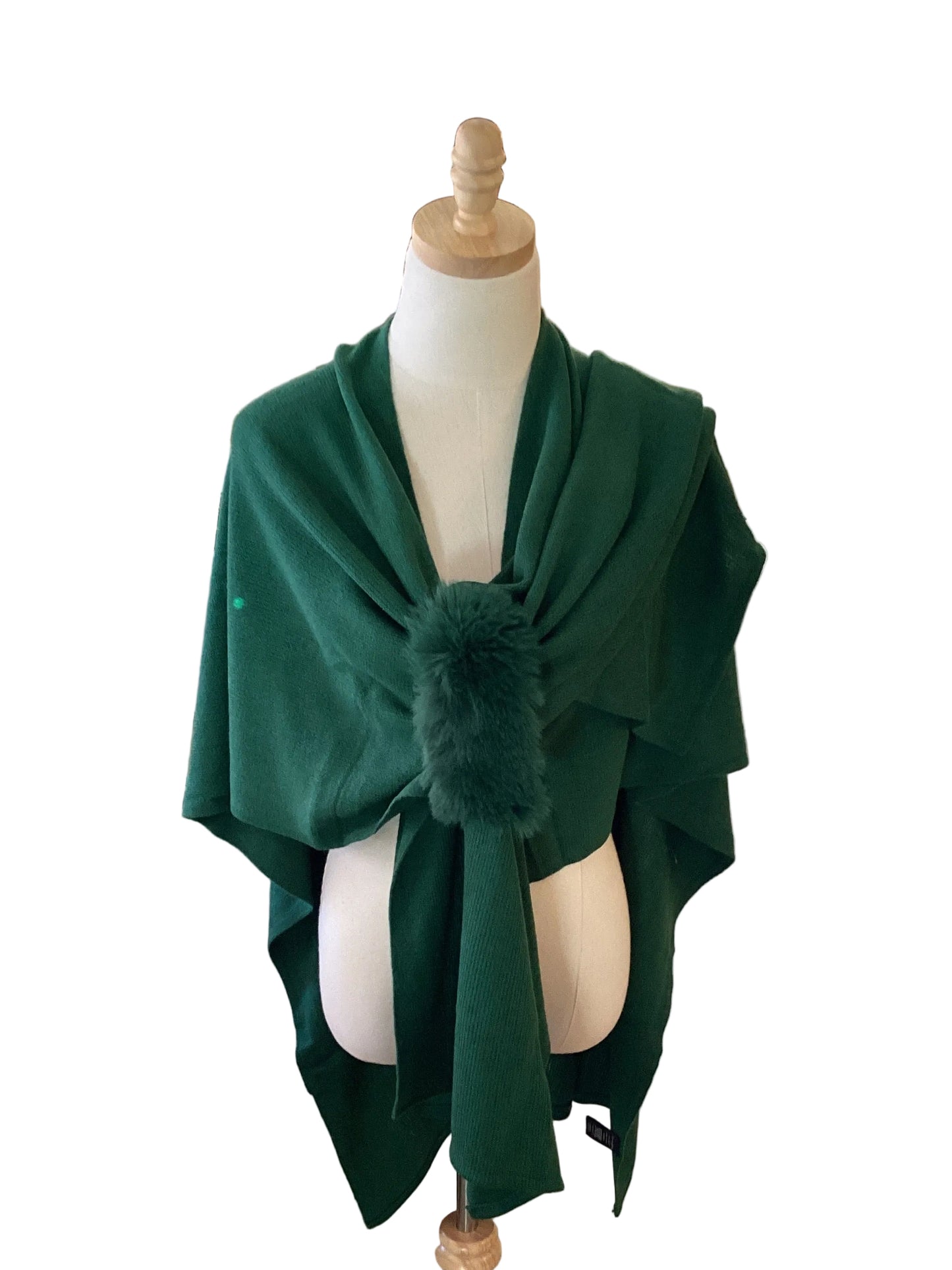 Wona Trading green Shaw with fur