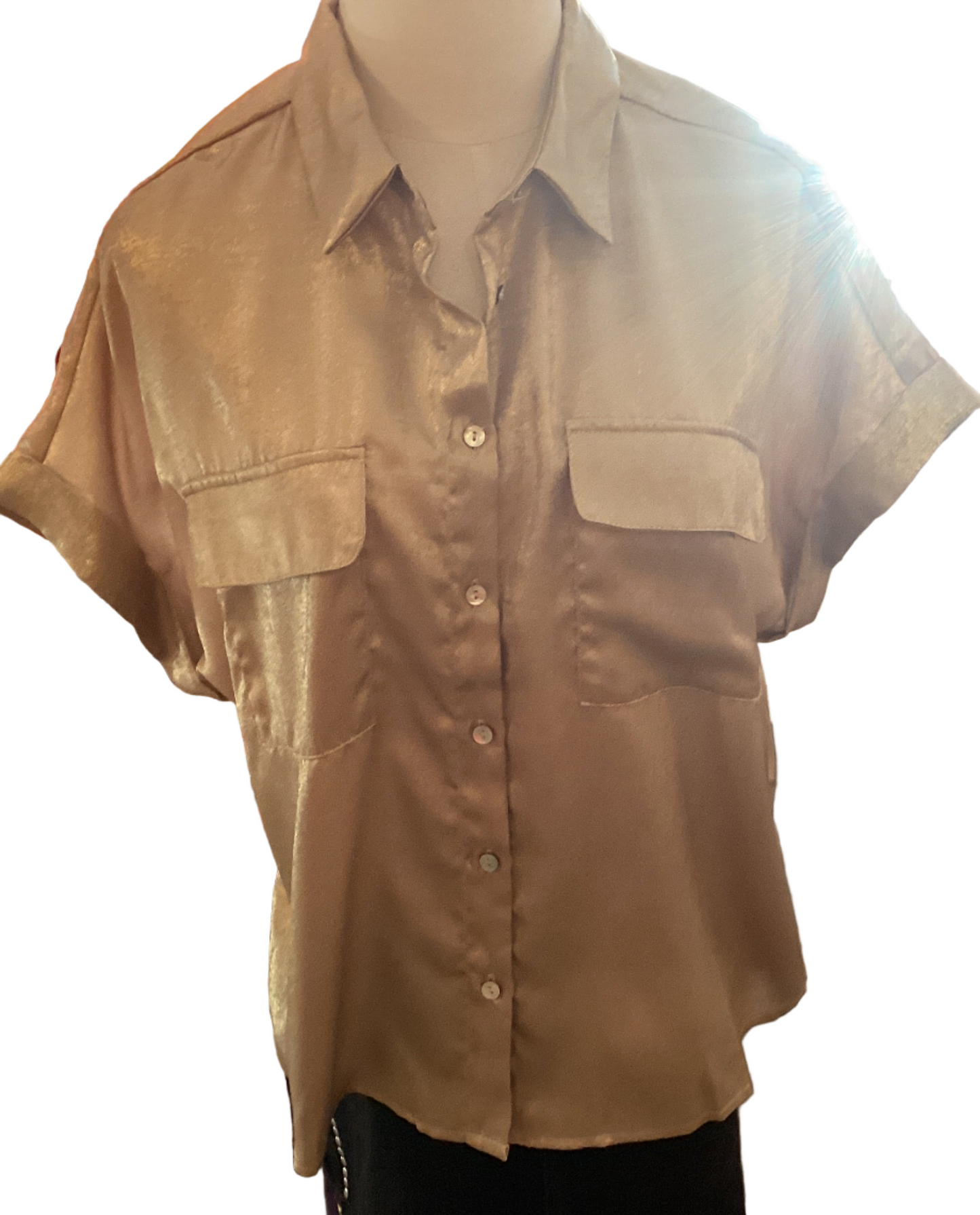 Love & Vine Pocket detail Metallic Woven Blouse