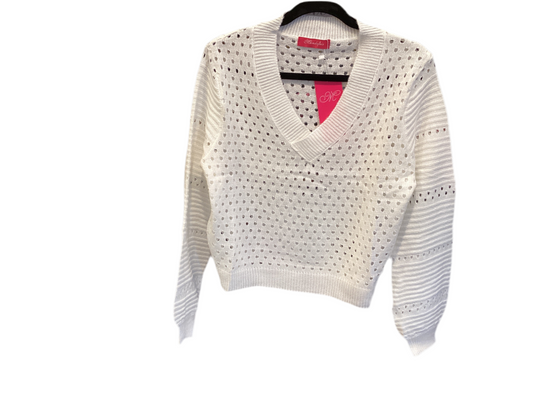 White crochet style sweater