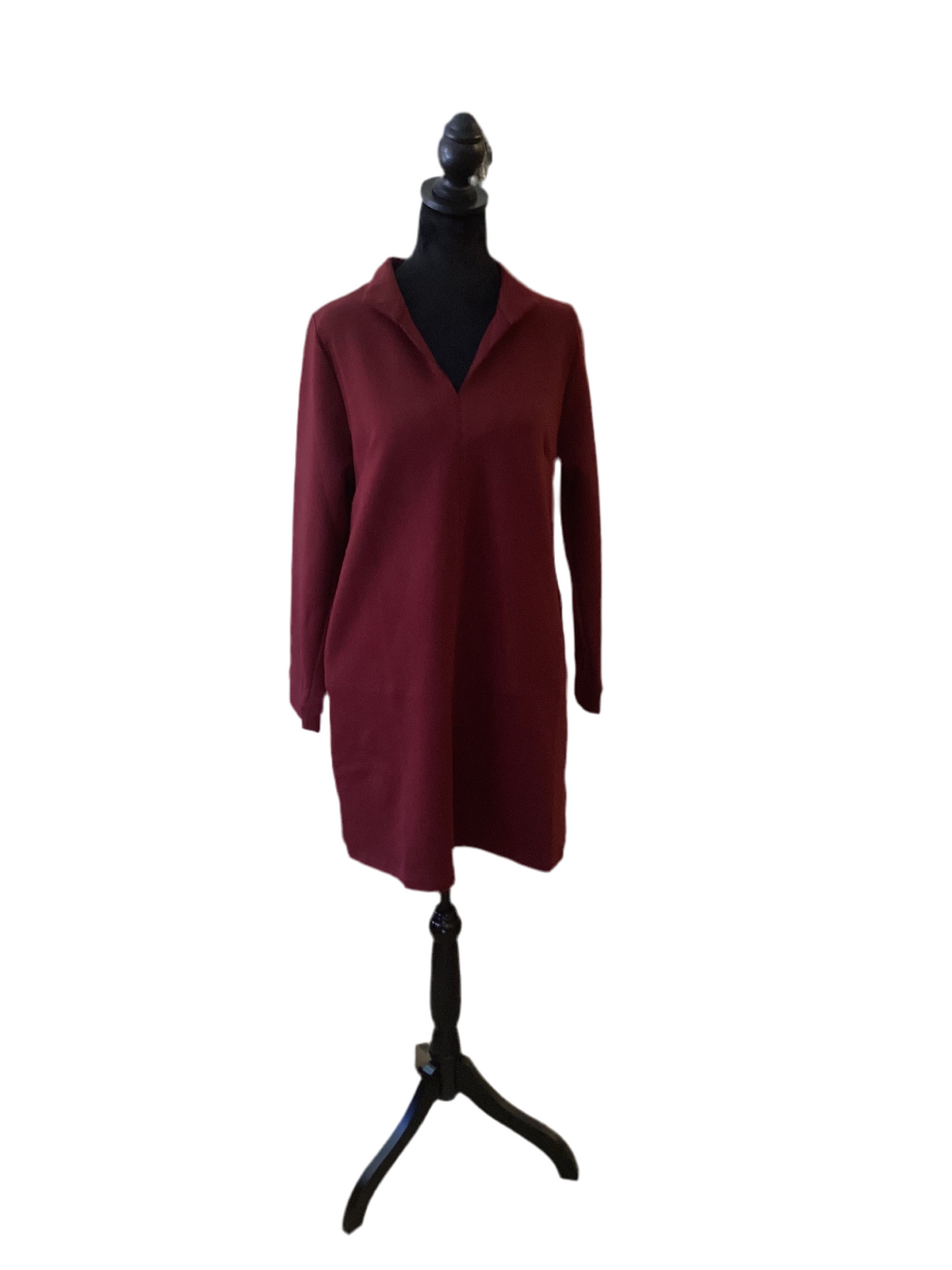 Jodifl burgundy long sleeve polyester dress w pockets