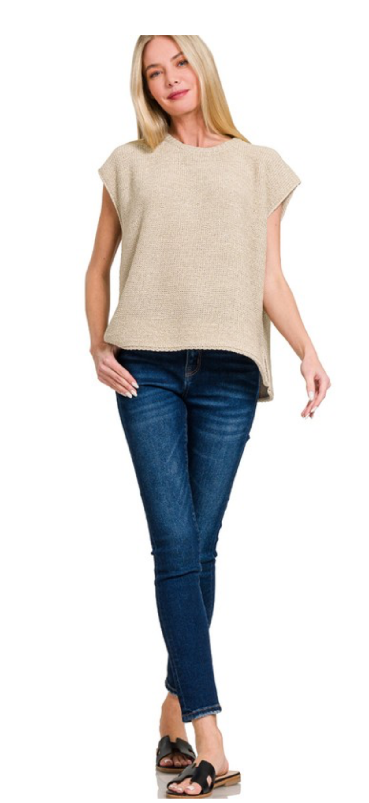 Zenana sand beige sweater vest