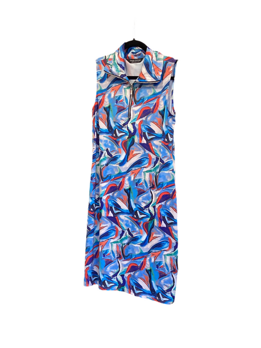 Tango mango blues, orange half zip sleeveless dress