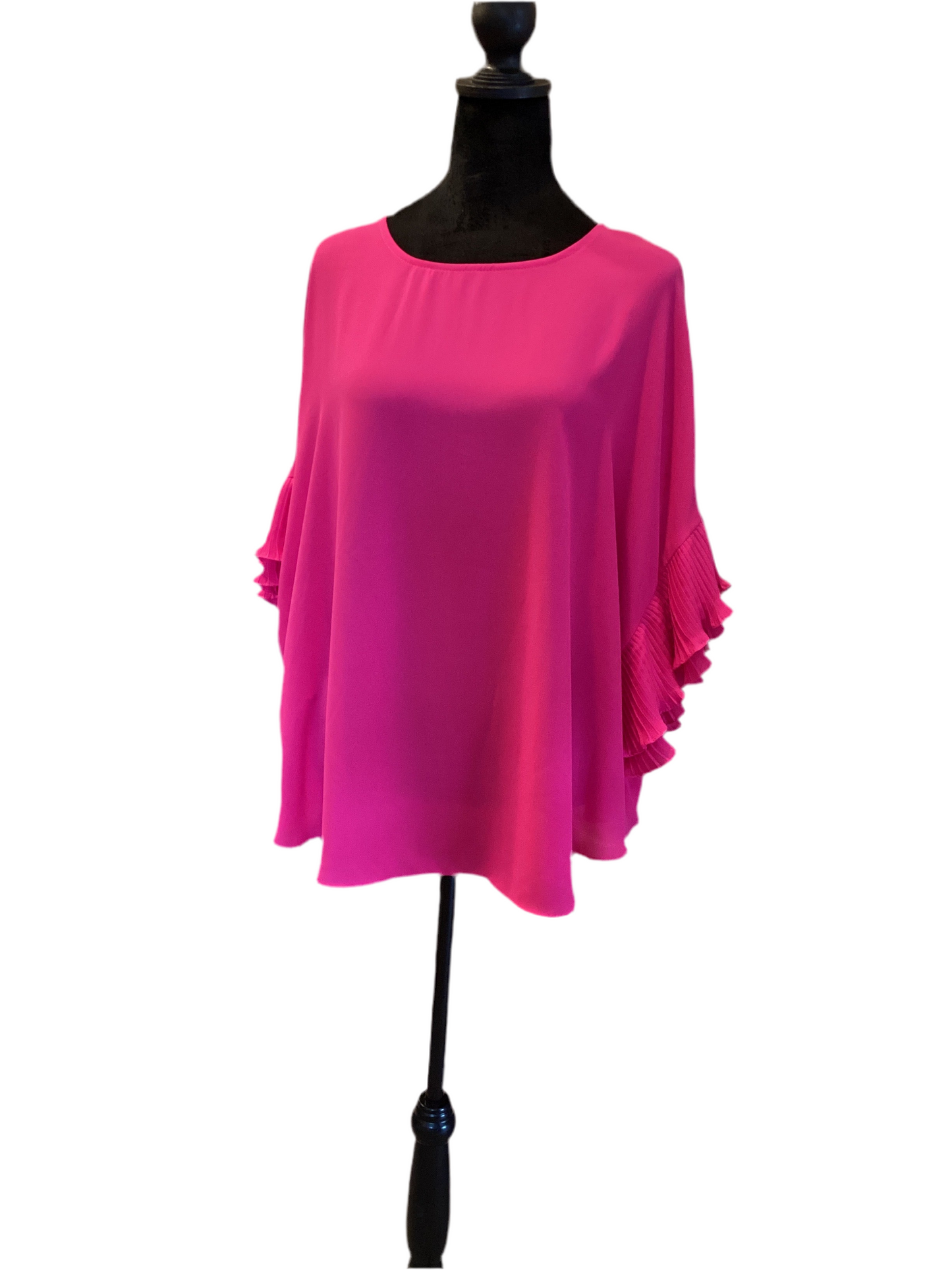 Joseph Ribkoff hot pink blouse with ruffle sleeve