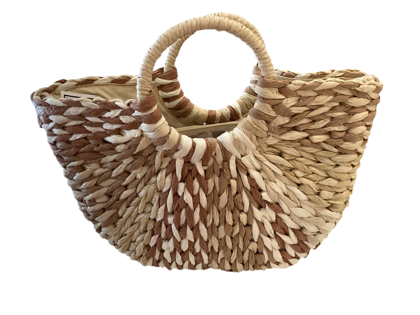 Straw handbag with straw handle
