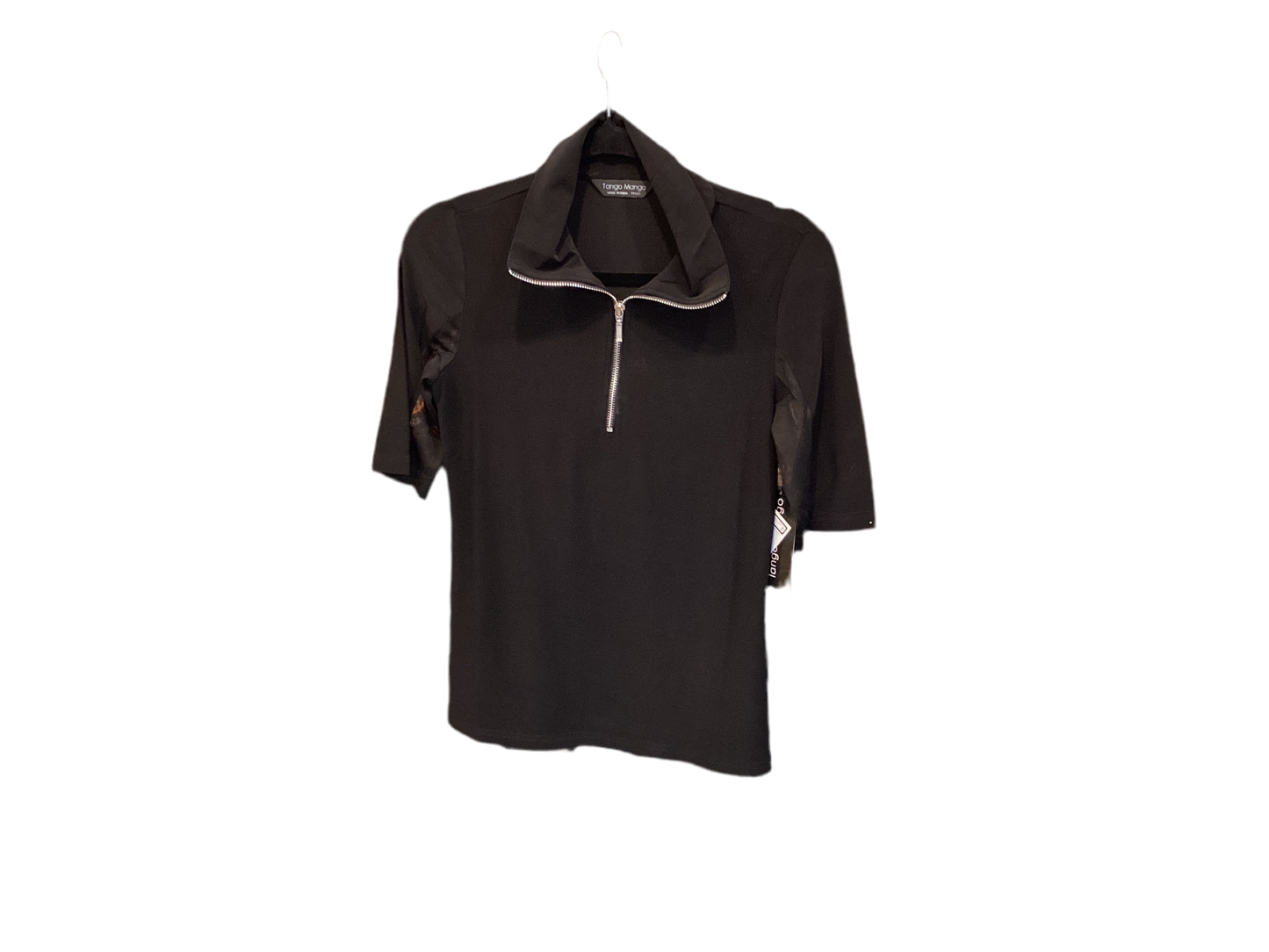 Tango mango half zip short sleeve underarm mesh top