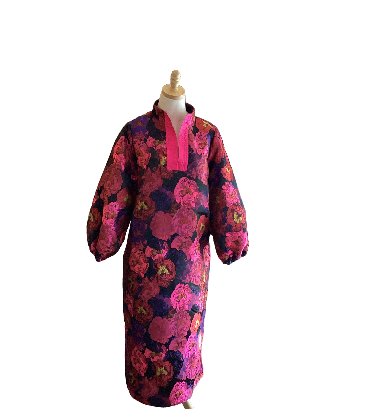 Jodifl hot pink flowered brocade maxi