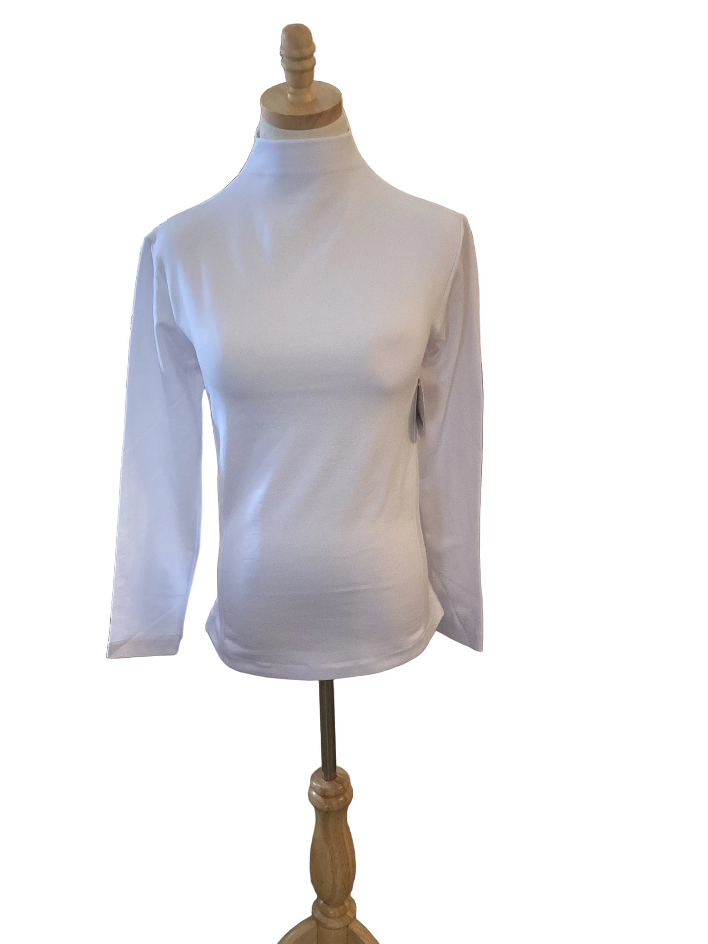 New mix white fleece mock neck long sleeve top