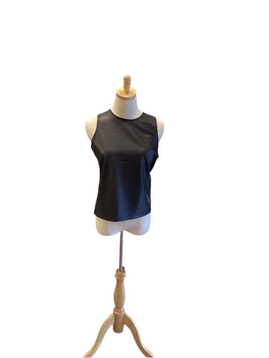 Clara Sunwoo faux leather high scoop neck tank