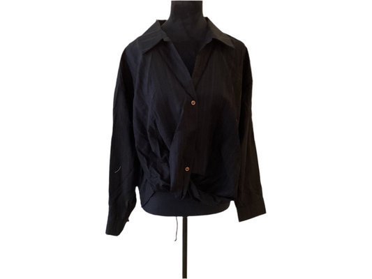 Black waist length button top