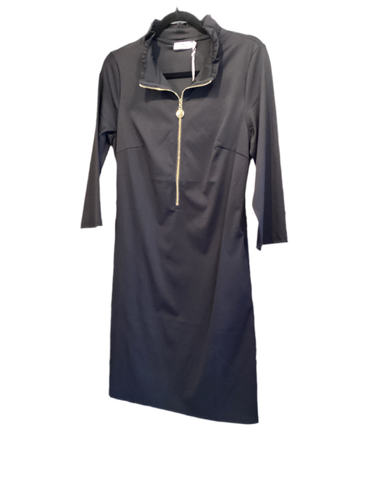 Aryeh black 3/4 sleeve half zip dress