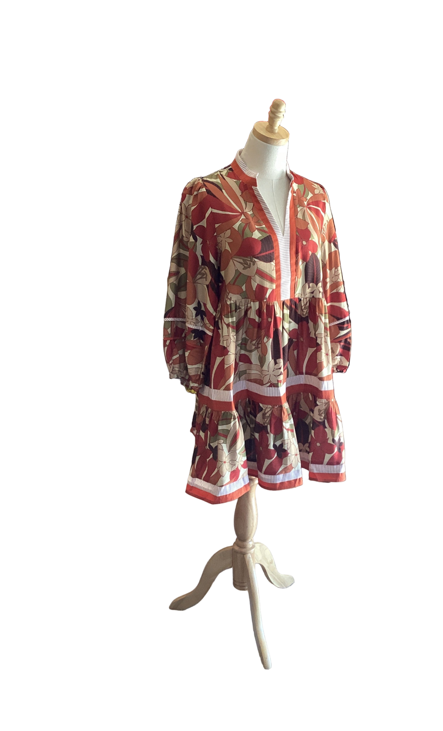 Jodifl rust flower print long sleeve dress