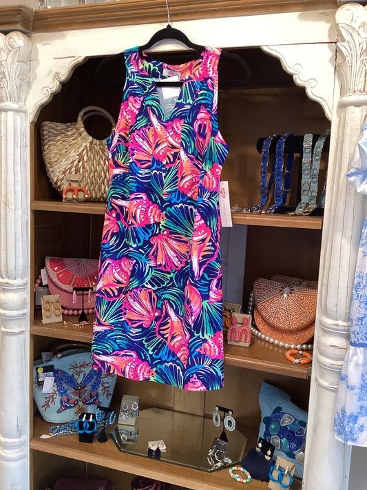 Aryeh multi color shell print sleeveless v-neck dress