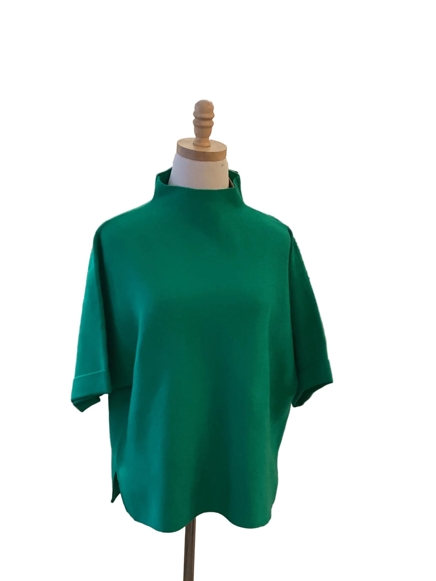 Jodifl Kelly green mock neck cuffed short sleeve sweater