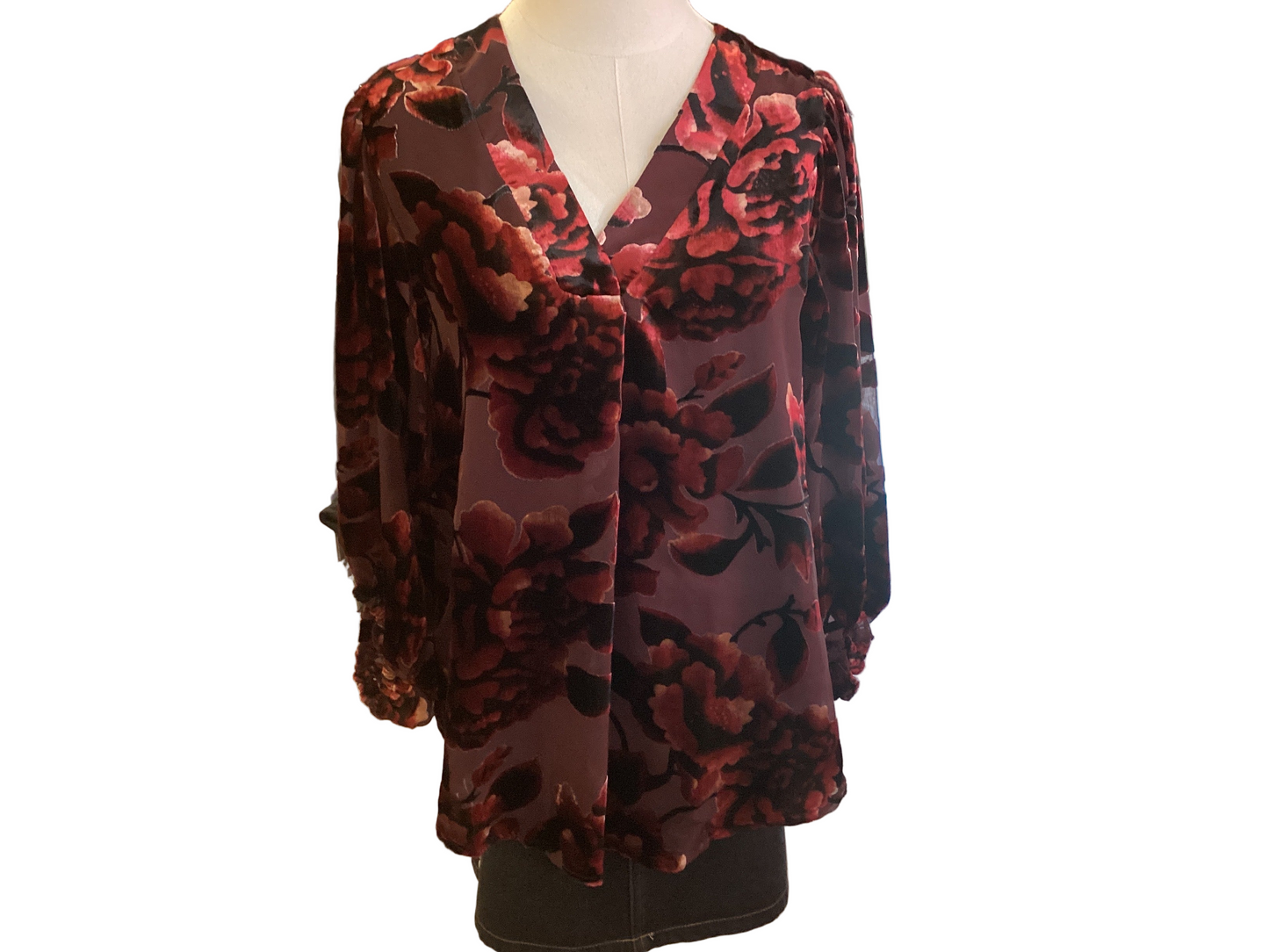 Jodifl velvet floral print long sleeve top