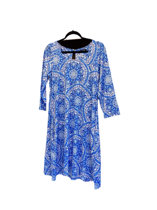 Tango mango blue white print 3/4 sleeve dress