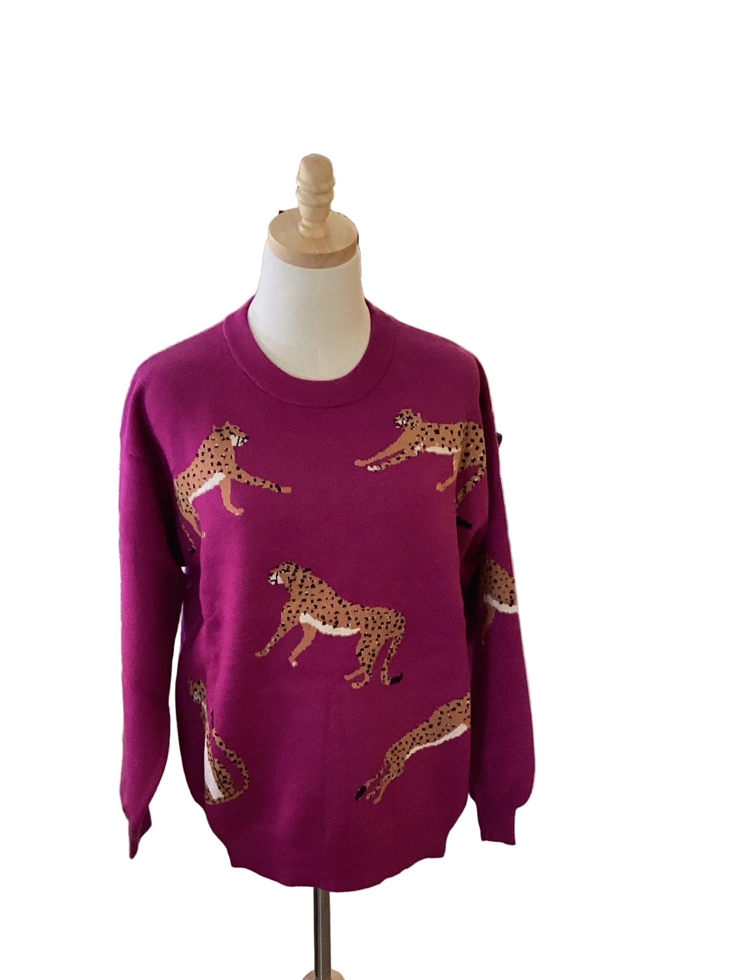 Bianca magenta cheetah print sweater
