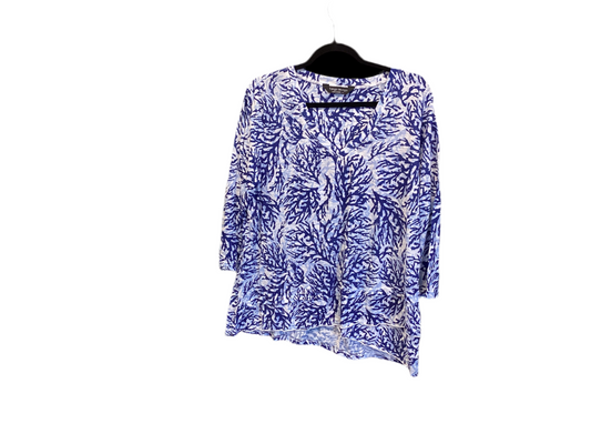 Tango mango blue /white coral print 3/4 sleeve top