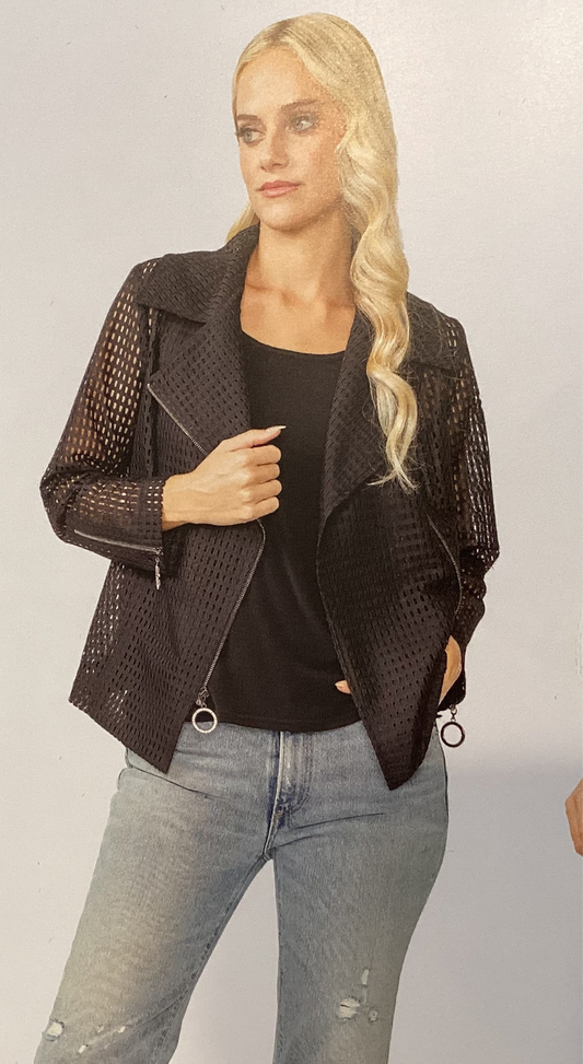 Black Zipper contrast biker jacket