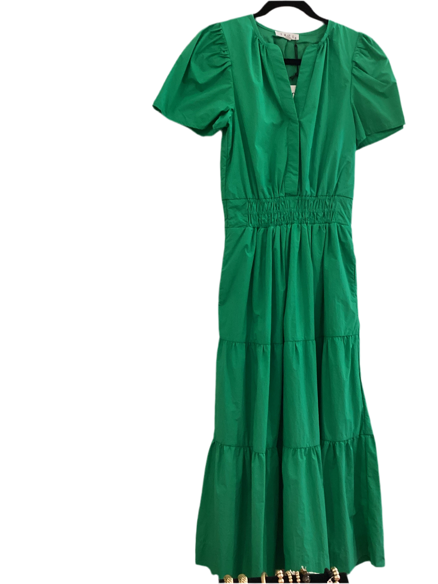 TMHL kelly green poplin tiered maxi