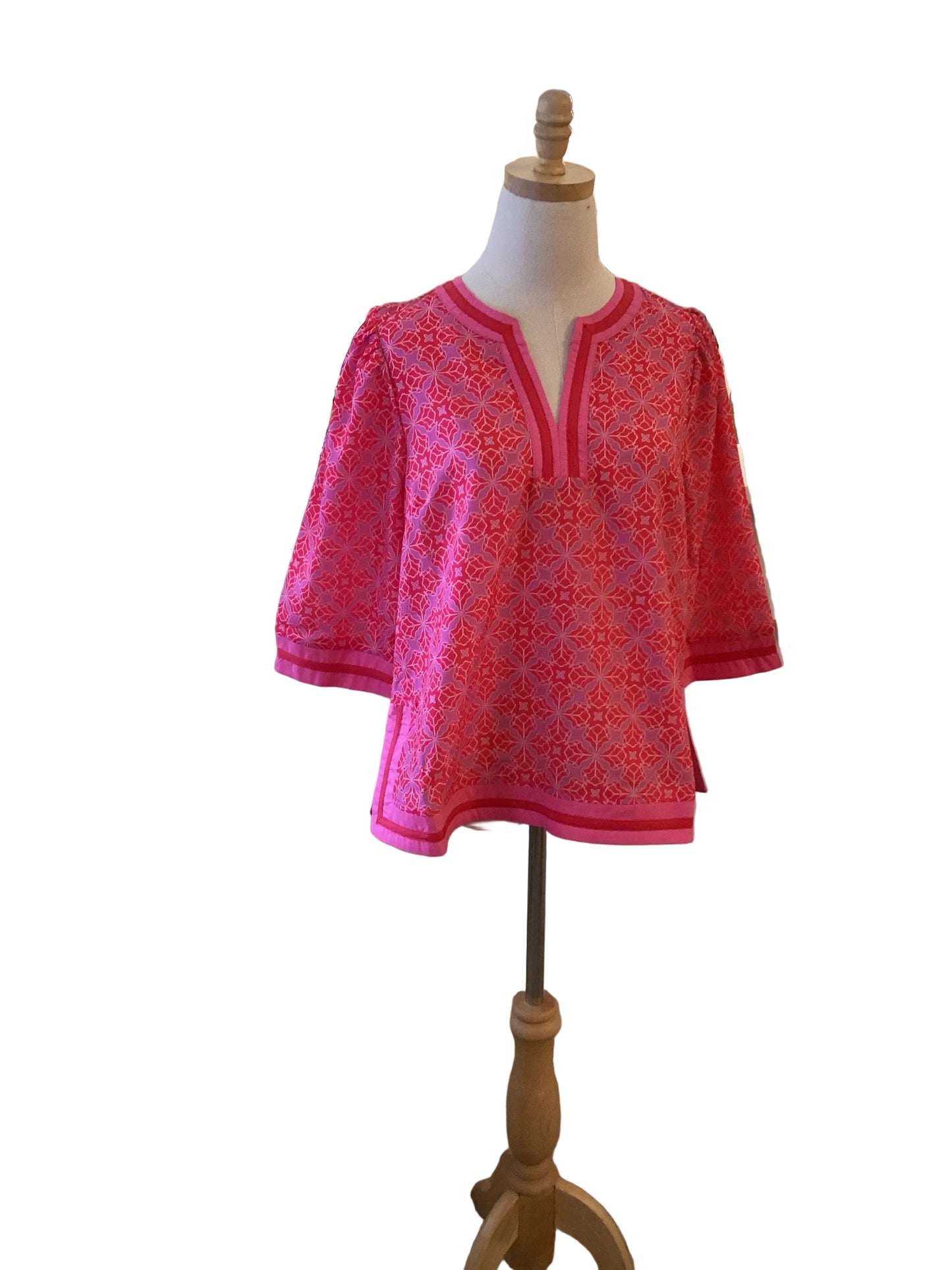 Jodifl pink red purple v neck 3/4 sleeve top