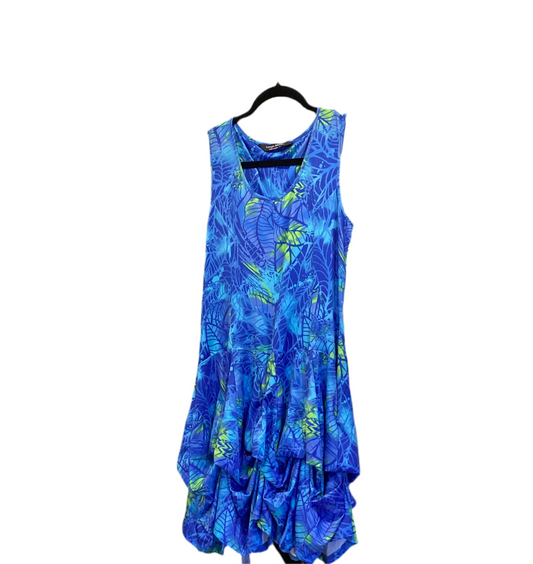 Tango mango blue green bustled bottom dress