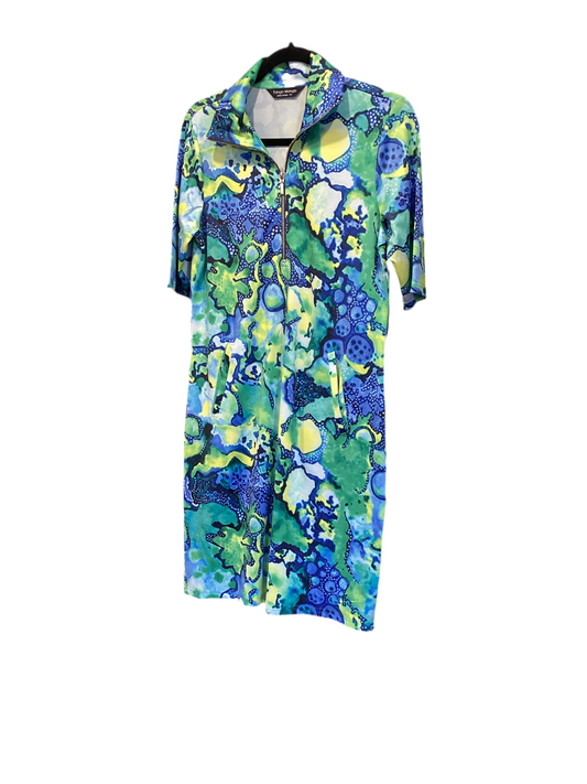 Tango mango green,blue half zip 3/4 sleeve dress