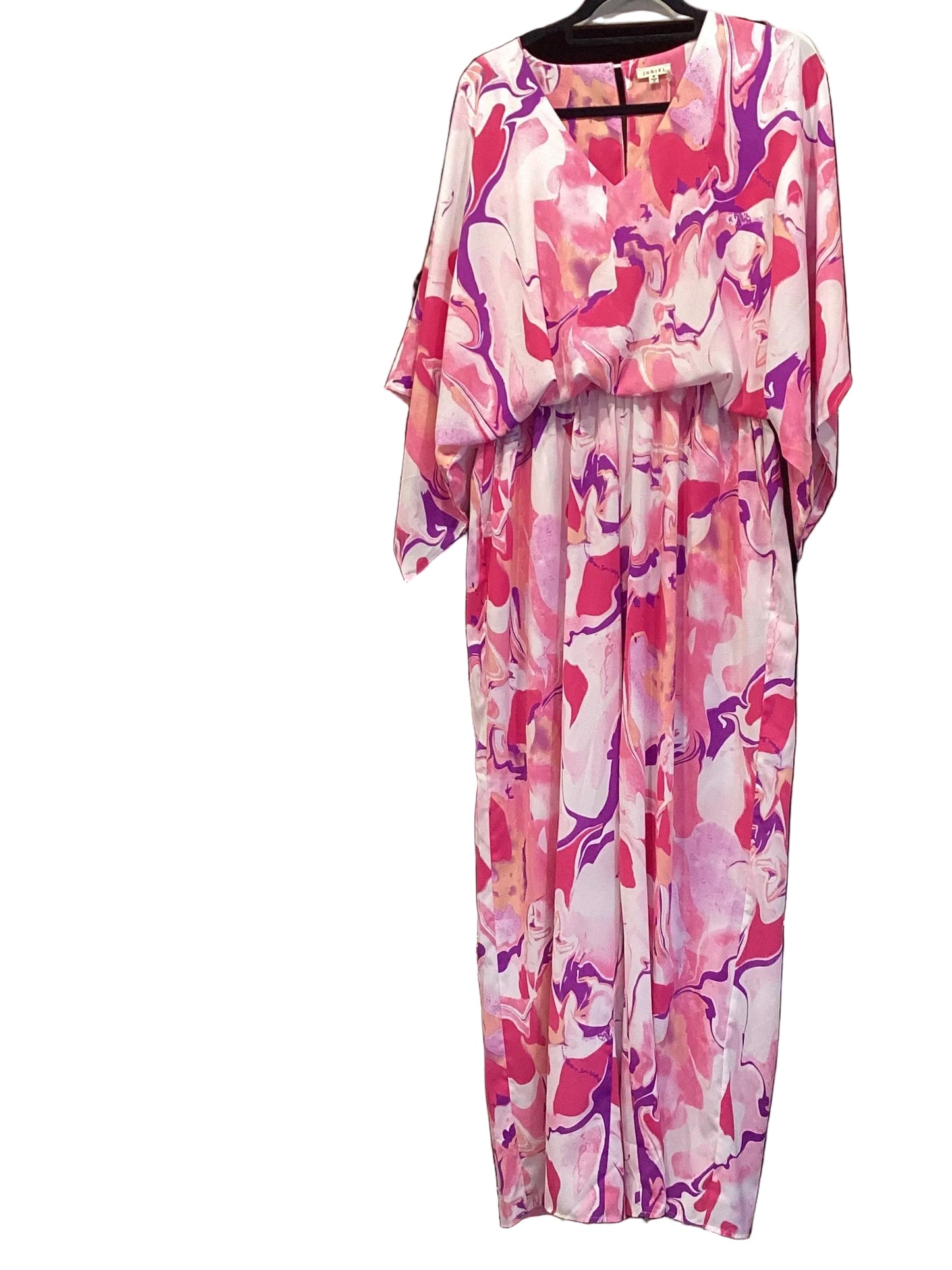Jodifl pink purple v neck 3/4 sleeve jumpsuit