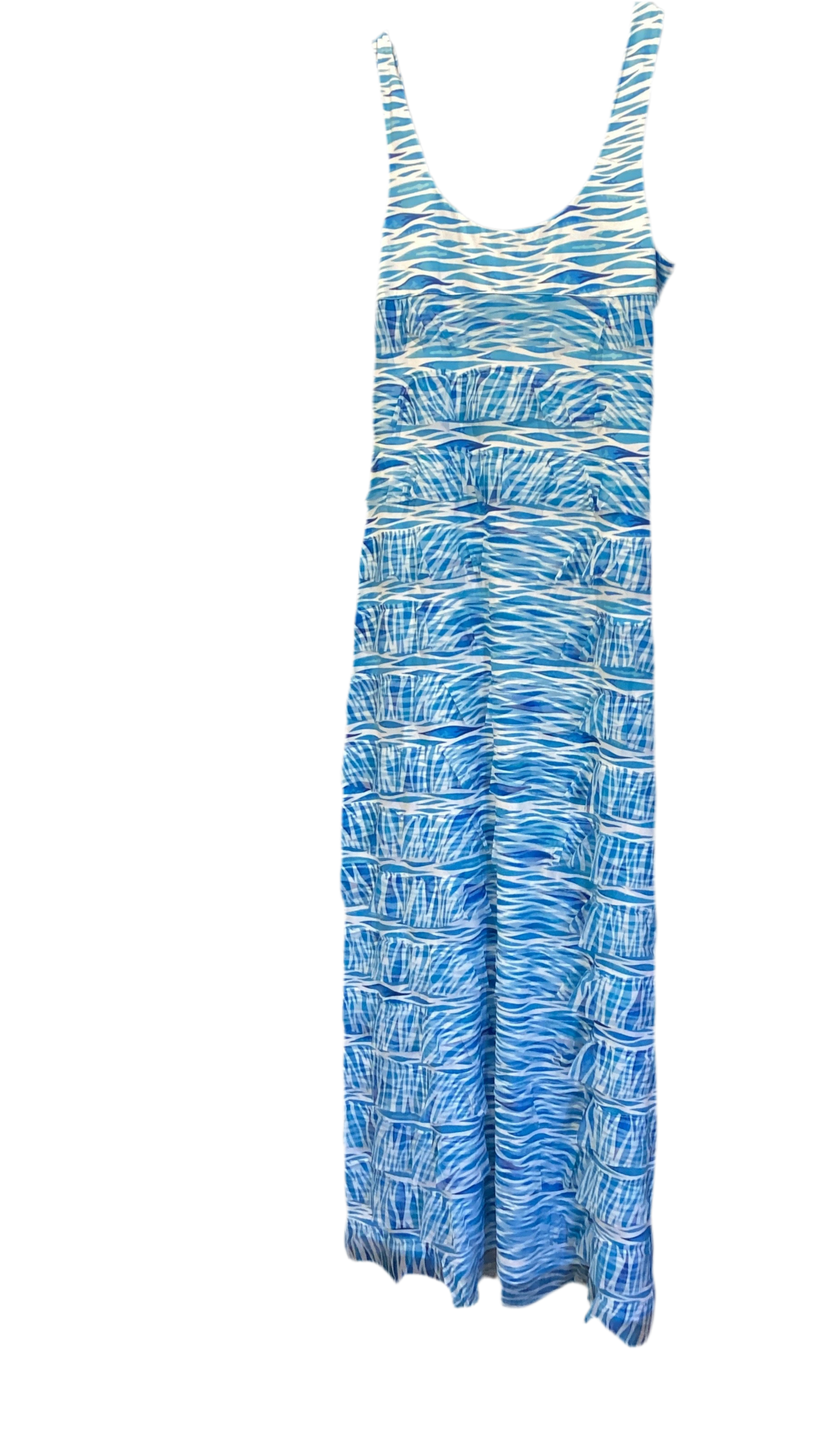 Tango mango blue wave maxi ruffled dress – Julia Neal Fashions, LLC