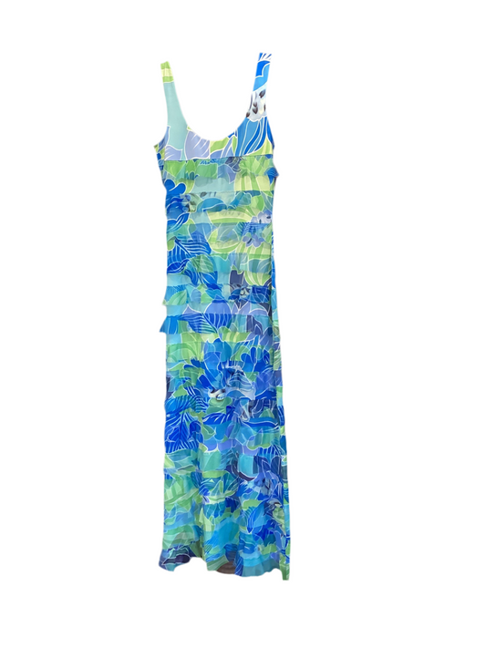 Tango mango blue green maxi ruffled dress