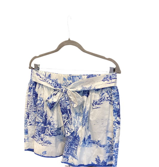 Umgee blue white print short with front tie