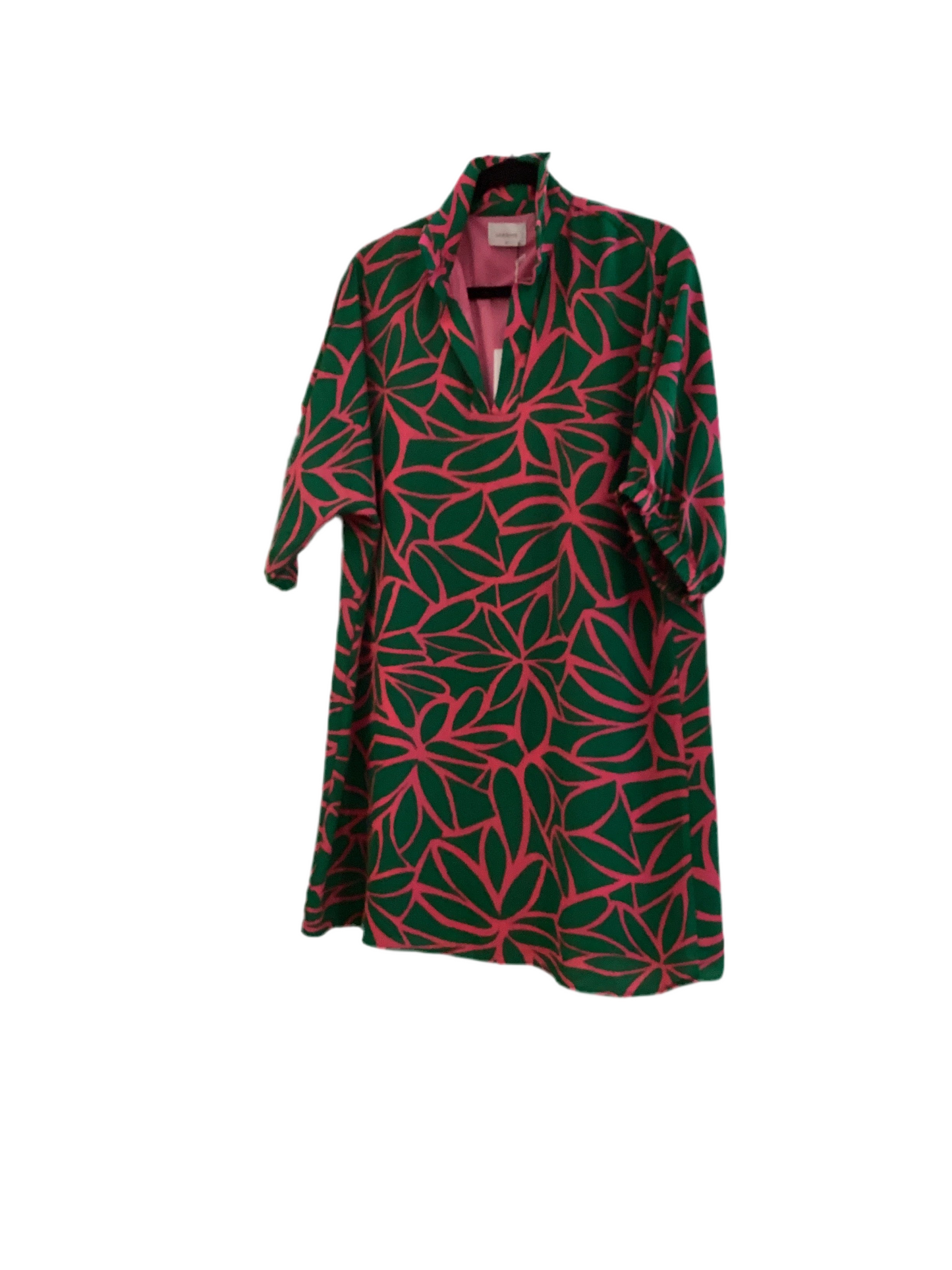 Adrienne pink green V-Neck dress