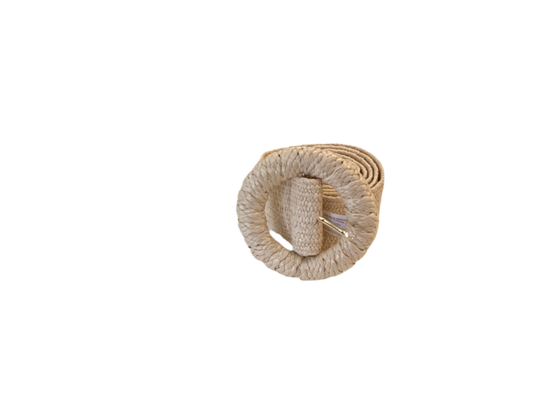 Beige woven wide belt