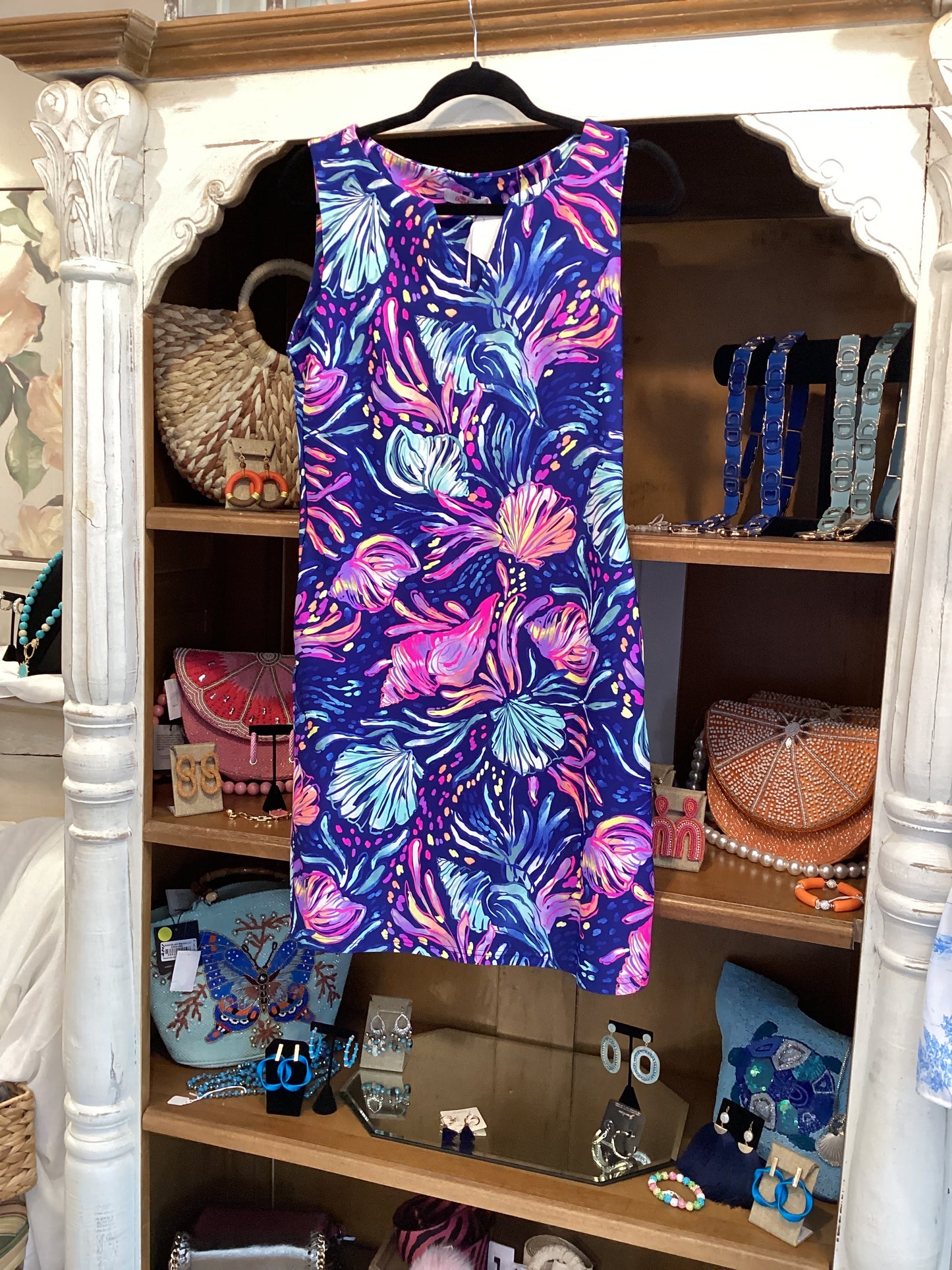 Aryeh blue hot pink purple sleeveless v-neck dress