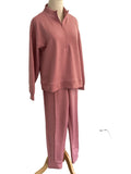 Zenana light rose lounge set with half zip top