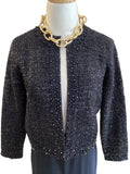 Ellie Tahari black embellished beaded cardigan sweater