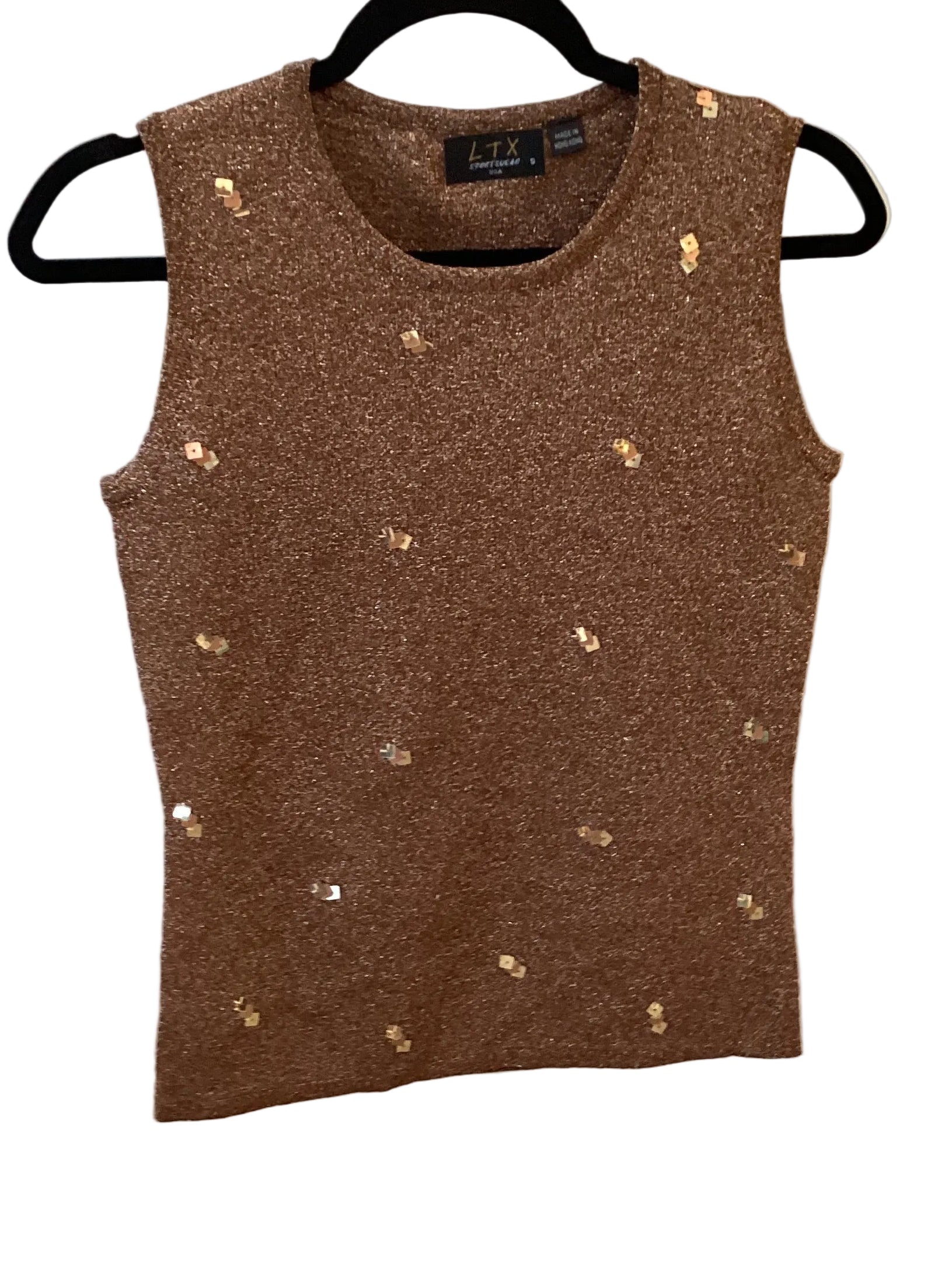 LTX bronze metallic tank with sequin accents