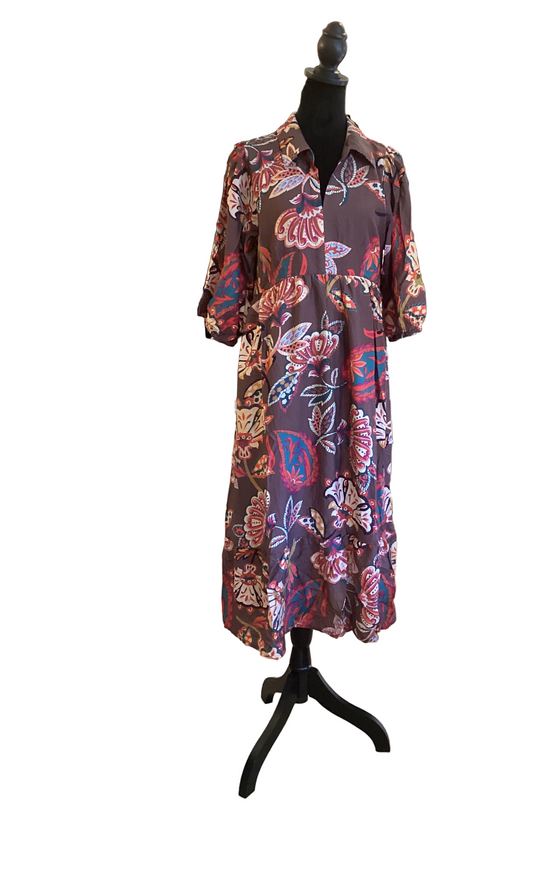 Umgee brown floral autumn print dress
