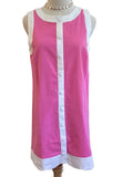 Flying Tomato Pink Sleeveless Shift Dress with White Trim