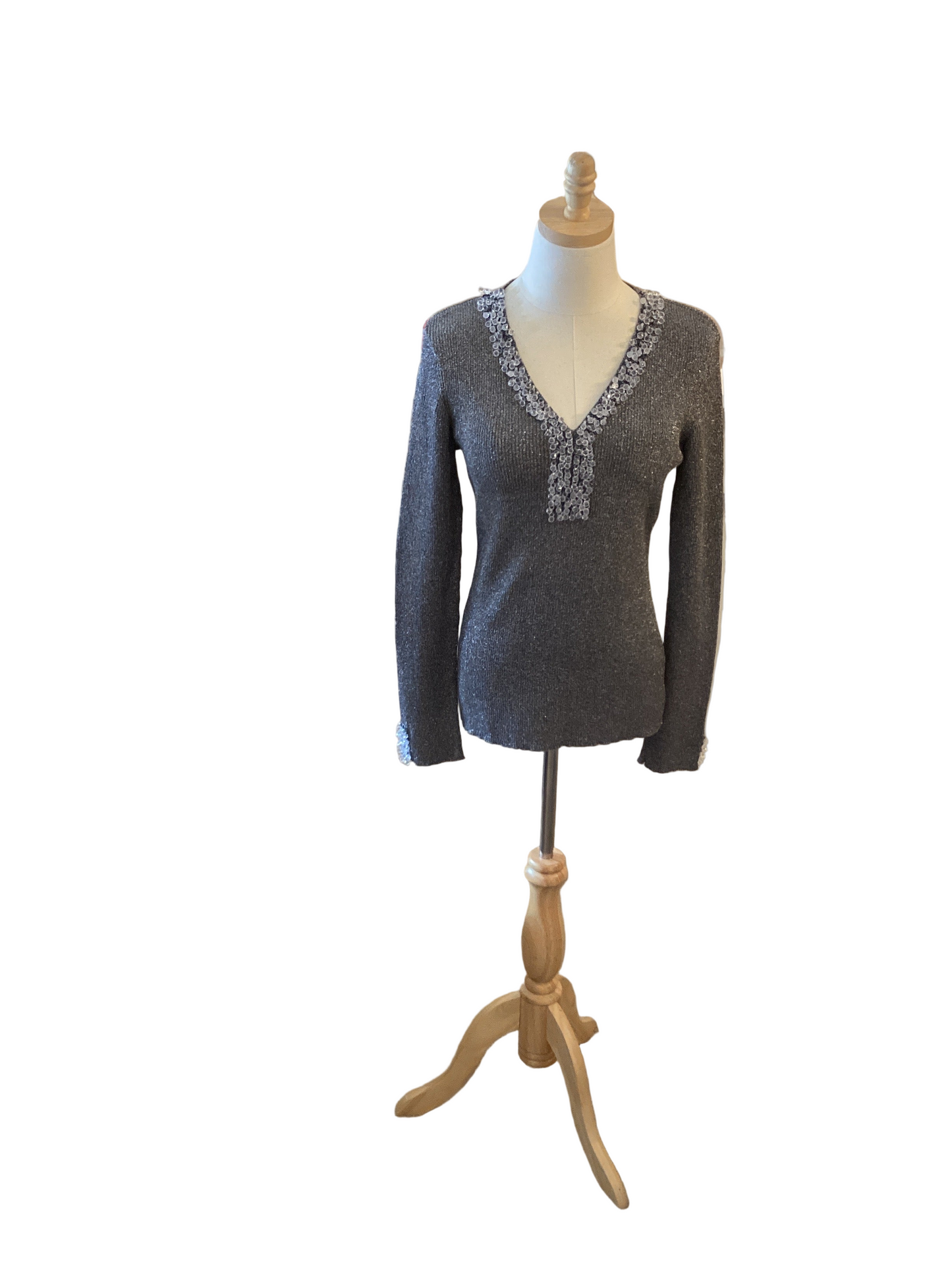 Christine Philips silver sparkly long sleeve top