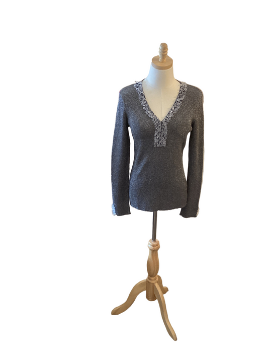 Christine Philips silver sparkly long sleeve top